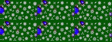 Sevimli çiçek raster deseni. Yeşil renkli çiçekler. Renkli Yaz Temalı eskiz kalıbı. Düz Çiçek Elementleri Tasarımı.