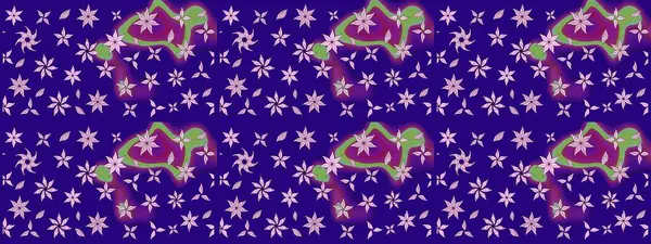 Suluboya tarzında mavi renkte. Küçük çiçekli yay deseni çiz. Raster illüstrasyonu.