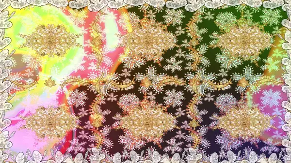 Tarafsız renklerde, altın elementlerle kusursuz desen. Kusursuz altın desen. Raster doğulu süsü.