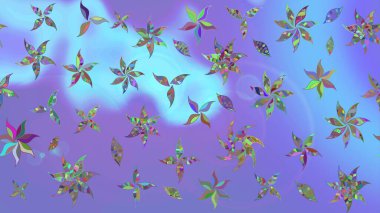 Raster illüstrasyonu. Moda baskısı, albüm, ambalaj kağıdı ve duvar kağıdı için zarif dekoratif süslemeler. Küçük çiçekli basit bir çiçek çizimi. Menekşe renginde şirin çiçekler.