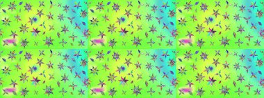 Raster illüstrasyonu. Yeşil renkli yeşil papatya deseni. Yeşil renklerde.