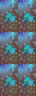 Raster illüstrasyonu. Kahverengi renkli çiçekler. Renkli Bahar Teması eskiz kalıbı. Çiçek desenli çizim. Düz Çiçek Elementleri Tasarımı. Asya tekstil tarzında.