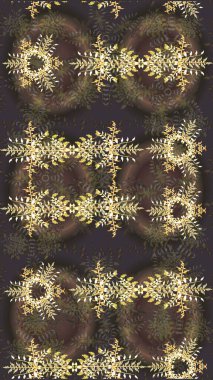 Renkli Bahar Teması eskiz kalıbı. Kahverengi, gri ve yeşil renkli çiçekler. Sevimli çiçek raster deseni. Düz Çiçek Elementleri Tasarımı.