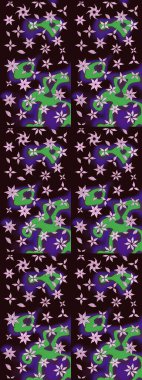 Raster illüstrasyonundaki çiçek desenli çizim. Renkli Bahar Teması eskiz kalıbı. Düz Çiçek Elementleri Tasarımı. Süslü kumaş deseni.