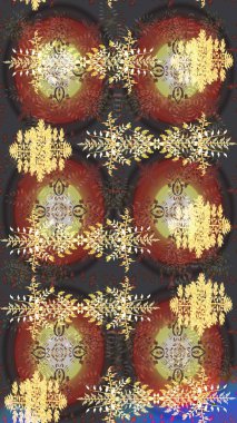 Kahverengi, gri ve nötr kar taneleri. Kar tanelerinin soyut arkaplanlı Noel şablonu. Raster illüstrasyonu. Noel ve Yeni Yıl moda baskıları için tatil tasarımı.