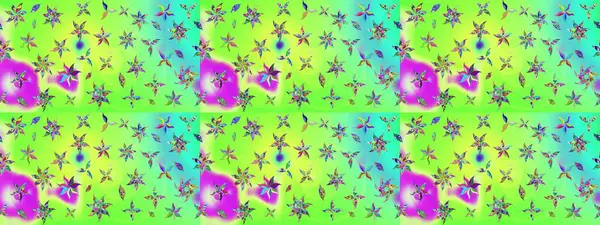 Çiçeksel elementlerle süslenmiş zarif raster dokusu. Küçük çiçekte hoş bir çiçek deseni var. Parlak çiçekli yeşil renkler üzerine soyut çizim deseni.
