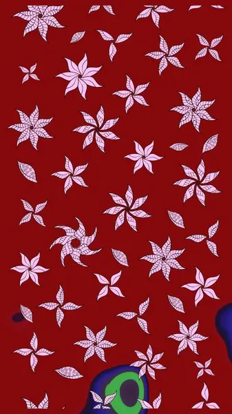 Kırmızı renklere karalamalar çizilmiş çiçek deseni. Raster illüstrasyonu.