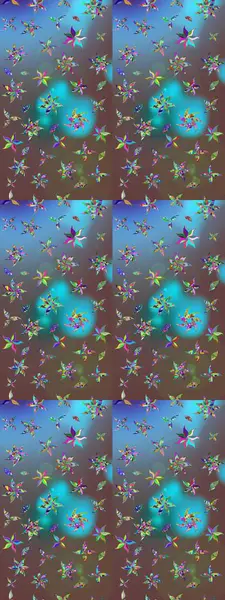 Raster illüstrasyonu. Kahverengi renkli çiçekler. Renkli Bahar Teması eskiz kalıbı. Çiçek desenli çizim. Düz Çiçek Elementleri Tasarımı. Asya tekstil tarzında.