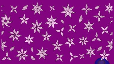 Bahar çiçekleri dallı desen, mor renkler ve çiçek silueti. Raster deseni.