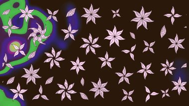 Kahverengi renkli çiçekler. Raster illüstrasyonu. Tropikal çizim çiçek deseni.