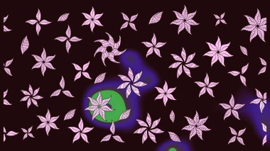 Raster illüstrasyonu. Kahverengi renkli çiçekler. Tropikal çizim çiçek deseni.