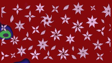 Kırmızı renkte çiçekler. Kumaş desenli papatya çiçekleri ayrıntıları.