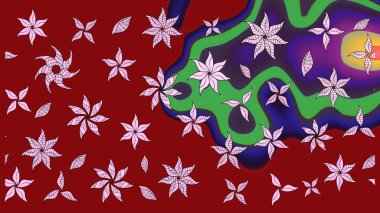 Kırmızı renkte çiçekler. Raster düz çiçek çizim deseni. Tasarım hediye paketi, tebrik kartları, posterler ve afiş tasarımı.