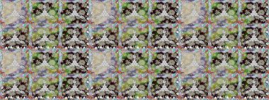 Elle çizilmiş çiçek deseni (fayans). Tekstil için dikişsiz suluboya desen. Sevimli çiçekler, desenli, nötr renklerle renksiz desen.