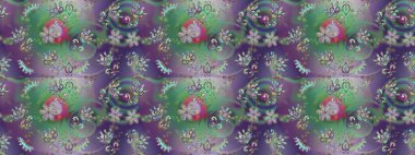 Çiçekli yaz çiçekleri. Küçük çiçekte güzel bir desen. Küçük renkli çiçekler. Moda baskıları için zarif bir şablon. Motley illüstrasyonu. Kusursuz..