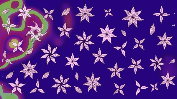 Moda baskıları için zarif bir şablon. Parlak renkli çiçekleri ve mavi yaprakları olan harika bir çiçek deseni. Halk tarzı. Modern çiçek arkaplanı.