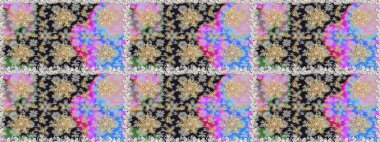 Çiçek kiremitleri. Gri renkli ve altın elementli altın desenli. Kusursuz desenli oryantal süs. Raster altın tekstil baskısı. İslam tasarımı.