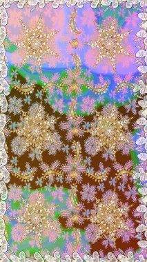 Klasik klasik klasik arka plan. Geleneksel oryantasyon süsü. Raster illüstrasyonu. Tarafsız renklerde ve altın elementlerle. Kusursuz klasik raster altın desenli.