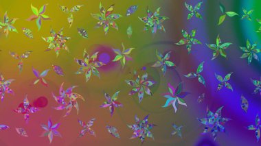 Hediye ambalaj kağıdı, tebrik kartları, posterler ve pankart tasarımı. Yeşil renkli çiçekler. Raster düz çiçek çizim deseni.