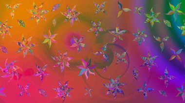 Yumuşak, pembe renkte bahar çiçekleri. Çiçek ve yapraklı karalama şeklinde Raster çiçek deseni. Raster illüstrasyonu.