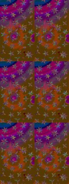 Modaya uygun kumaş deseni. Sevimli çiçek raster deseni. Renkli Yaz Temalı eskiz kalıbı. Düz Çiçek Elementleri Tasarımı.