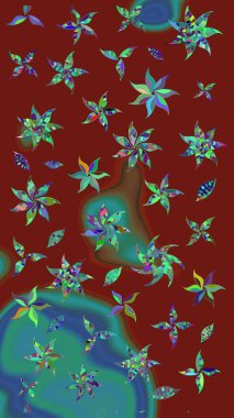 Vadinin çiçekleri kırmızı renklerde. Çiçeksel çizim kalıbının çizimi.