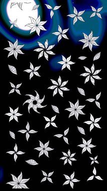 Düz Çiçek Elementleri Tasarımı. Zentangle soyut çiçekleri. Raster illüstrasyonu. Renkli Bahar Teması eskiz kalıbı. Karalama çiçeği. Şirin kumaş deseni.