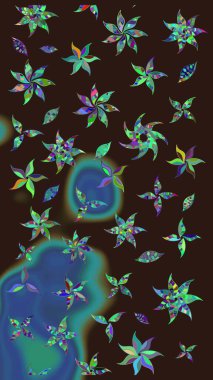 Çiçek duvar kâğıdı. Renkli çizim kalıbı. Çiçek arkaplan. Kahverengi renkli şirin tekstil. Raster illüstrasyonu.