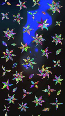 Gri renklerde. Raster illüstrasyonundaki çiçek desenli çizim. Güzel kumaş deseni. Raster illüstrasyonu.