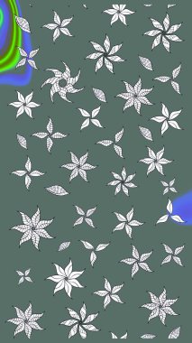 Tarafsız renklerde yaz çiçekleri. Raster illüstrasyonu. Raster çiçek desenli ve çiçekli..