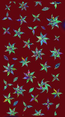 Kırmızı renkte çiçekler. Çiçekli eskiz çizimi. Renkli Yaz Temalı eskiz kalıbı. Düz Çiçek Elementleri Tasarımı.