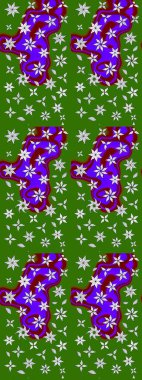 Kumaş desenli papatya çiçeği detayı. Yeşil renkte çiçekler.