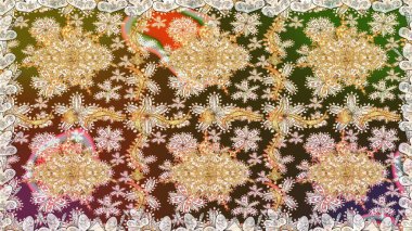 Raster oryantal süs. Kusursuz altın desen. Kahverengi renklerde, altın elementlerle kusursuz desen.