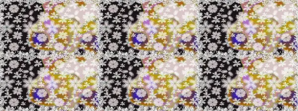Eski moda arka plan. Şablon, pürüzsüz, çiçekli kenar. Çiçek çelengi. Güzel, parlak, pürüzsüz kumaş, tuval. Raster illüstrasyonu. Kıvırcık, parlak örgü.