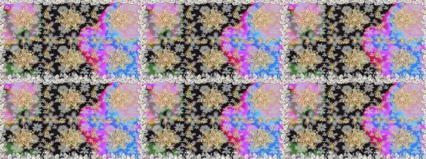 Çiçek kiremitleri. Gri renkli ve altın elementli altın desenli. Kusursuz desenli oryantal süs. Raster altın tekstil baskısı. İslam tasarımı.