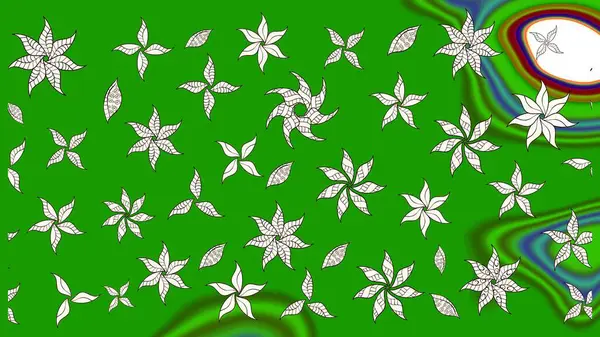 3D çiçekler, eskiz. Yeşil renklerde. Raster illüstrasyonu.