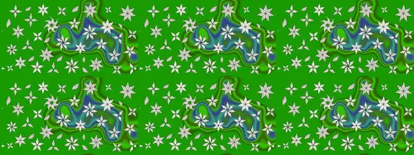 Şirin çiçekli eskiz deseni ve yeşil renkli yapraklar, suluboya çiçek deseni, duvar kağıdı, kart veya kumaş için fayanslı. Raster illüstrasyonu.