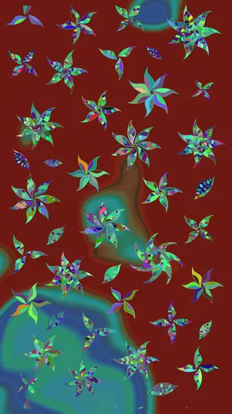 Vadinin çiçekleri kırmızı renklerde. Çiçeksel çizim kalıbının çizimi.