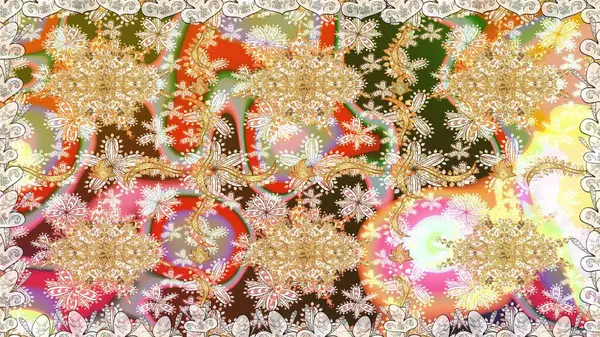 Çiçek süsü kumaş deseni, cam, altın elementlerle bej renklerde çiçek desenli metal. Klasik raster altın pürüzsüz desen.