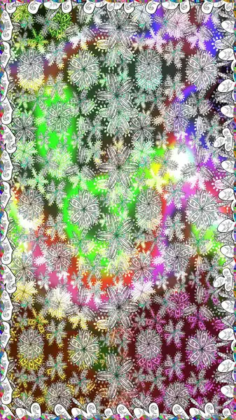 Düz Çiçek Elementleri Tasarımı. Raster illüstrasyonu. Zentangle soyut çiçekleri. Güzel kumaş deseni. Karalama çiçeği. Renkli Bahar Teması Kusursuz Arkaplan.