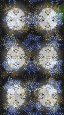 Raster illüstrasyonu. Çiçek Elementleri 'nin soyut geçmişi. Gri, nötr ve mavi renkler üzerine tasarım. Raster kış deseni.