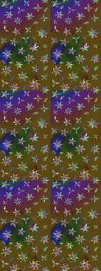 Çiçek desenli eskiz, darbeler, sıçramalar, yaz çiçekleri. Yeşil renkli çiçekler. Raster illüstrasyonu.