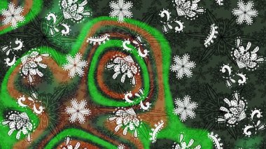 Yeşil renkte manzaralı çiçek deseni. Sevgililer günü ve tebrik kartı konsepti için şık bir davetiye. Çiçek kompozisyonu, el boyası, hassas şablon. Üst görünüm, yumuşak biçim.