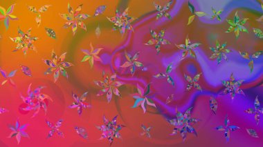 Mor renkli şirin çiçek deseni. Raster Modaya uygun kumaş deseni. Düz Çiçek Elementleri Tasarımı. Renkli Bahar Teması çizim şablonu.