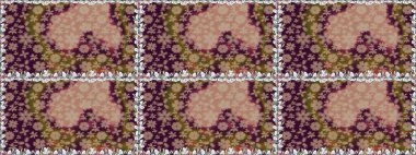 Kusursuz çiçek deseni. Asya tekstil tarzında. Raster illüstrasyonu. Kahverengi renkli çiçekler. Renkli Bahar Temalı Kusursuz Arkaplan. Düz Çiçek Elementleri Tasarımı.