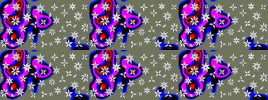 Küçük yeşil çiçeklerle oldukça eski bir besin torbası deseni. Tekstil, kumaş, kapaklar, duvar kağıtları, baskı, paket, koleksiyon defteri, örgü, dekupaj için çiçek arkaplanı..