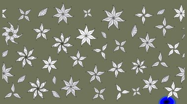 El çizimi. Çiçekler, dallar, bitkiler ve çiçekler. Raster illüstrasyonu. Güzel kumaş deseni.