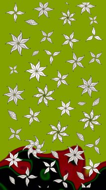 Yumuşak, yeşil renkli bahar çiçekleri. Çiçekli karalama şeklinde Raster çiçek deseni. Raster illüstrasyonu.