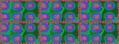 Yeşil renkli çiçekler. Raster illüstrasyonu. El çizimi çiçekleri olan soyut, pürüzsüz desen.