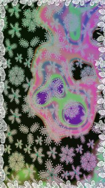 Klasik çiçek tasarımı elementleri. Raster illüstrasyonu. Gri ve nötr kıvırcık çiçekler gri ve nötr renklerde şekillenir.